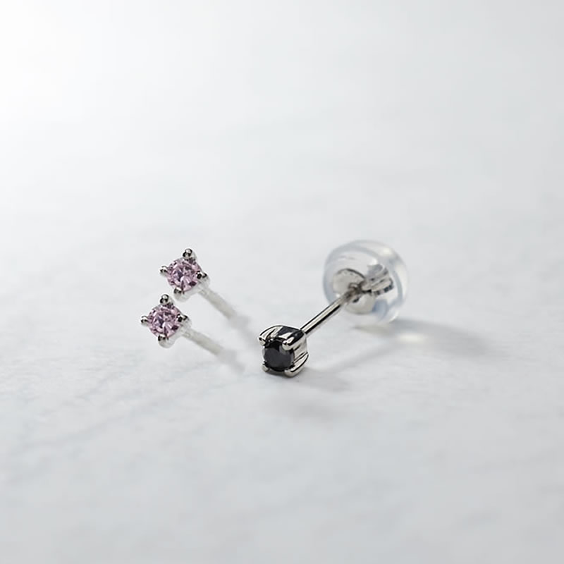 誕生石シリーズ 14種類の誕生石から選べるプラチナペアピアス 石2mm 46-7708 (女性:両耳・男性:片耳)