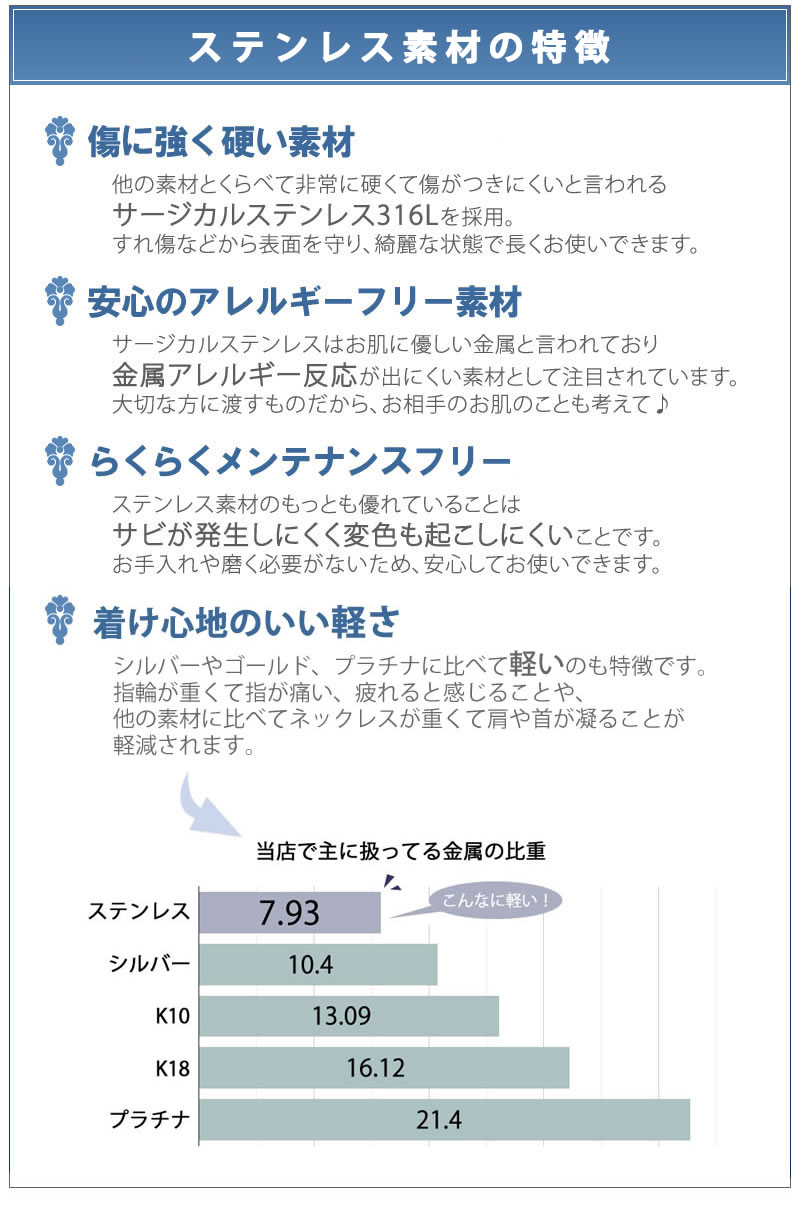 ステンレス素材の特徴