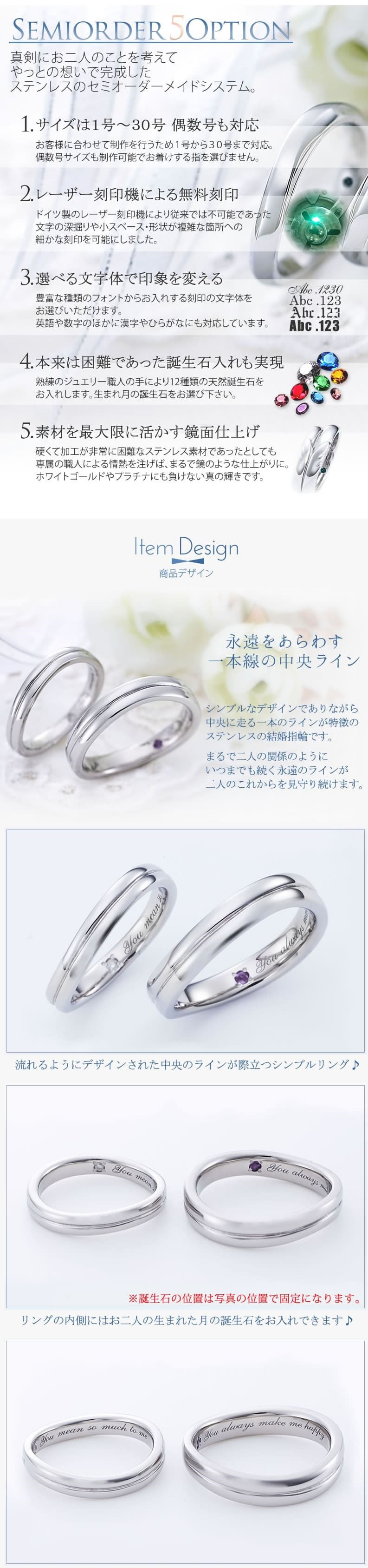 【結婚指輪】セミオーダーメイドステンレスリング ST107R-KS