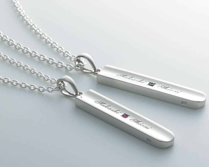 セミオーダーメイド・ペアネックレス・刻印・誕生石 015N-KS
