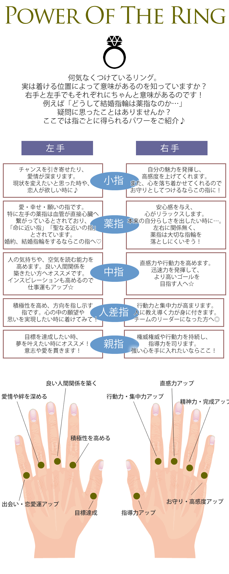 指の持つ意味 どの指に指輪をしますか