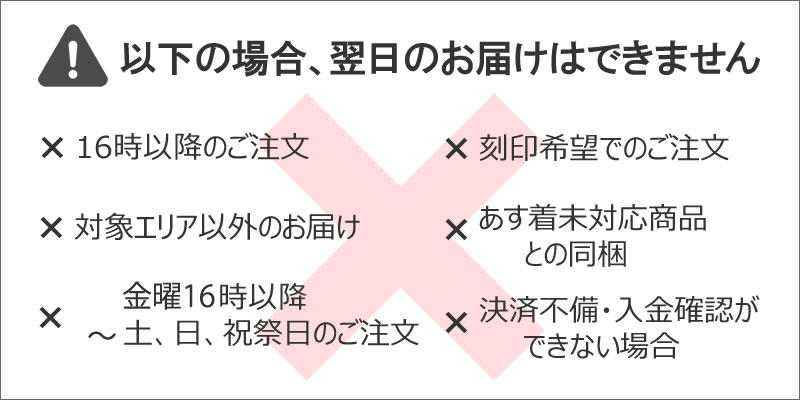 スピード配送できません