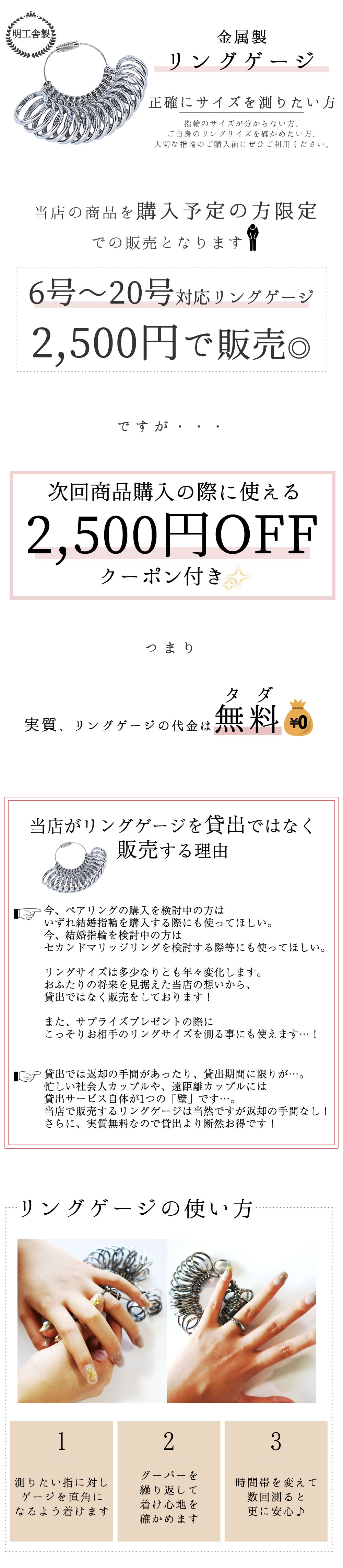 金属製リングゲージ 指輪サイズ測り 6号 号 ペアアクセサリー専門店fiss フィス 公式通販