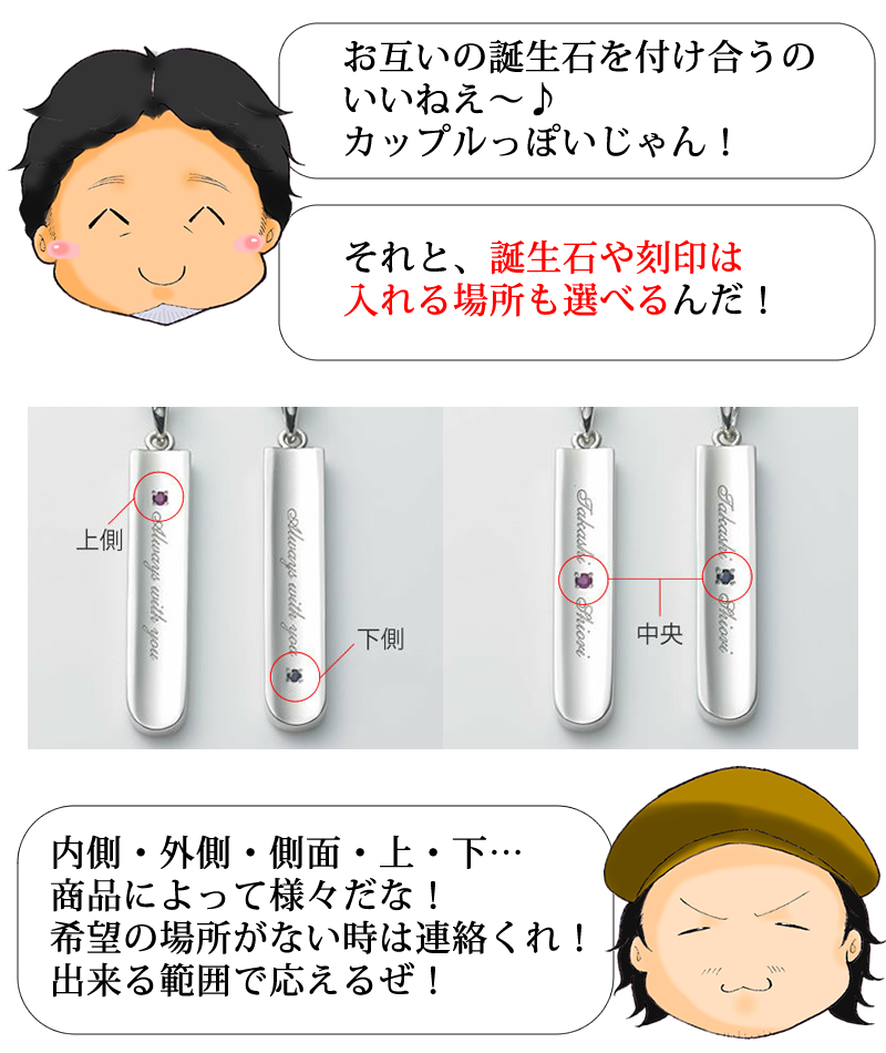 ペアアクセサリー FISSセミオーダーメイド 漫画で解説 誕生石