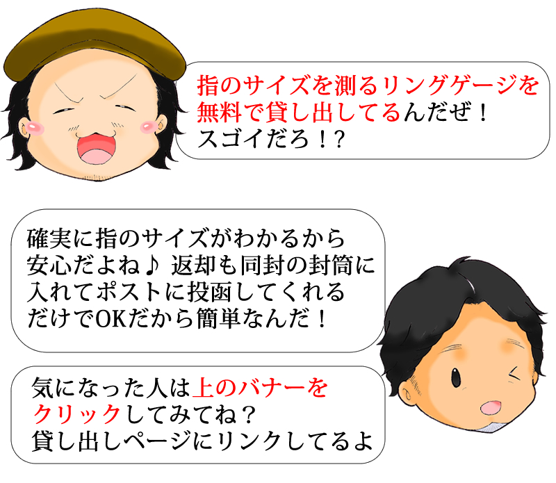 ペアアクセサリー FISSセミオーダーメイド 漫画で解説 ペアリング リングゲージ